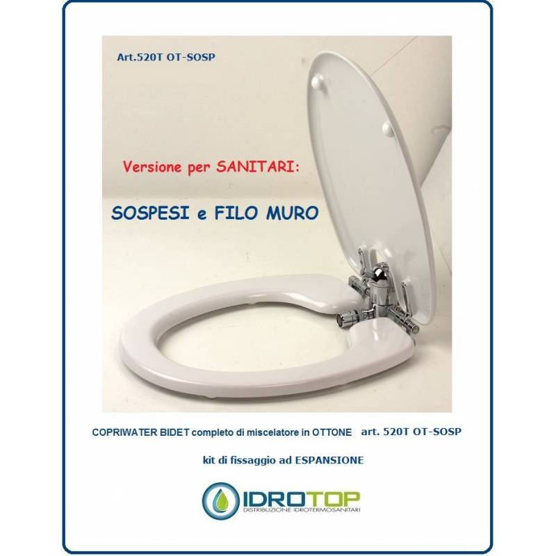 Copriwater Bidet 520T per Wc Sospesi e Filo Muro-con Miscelatore Integrato.