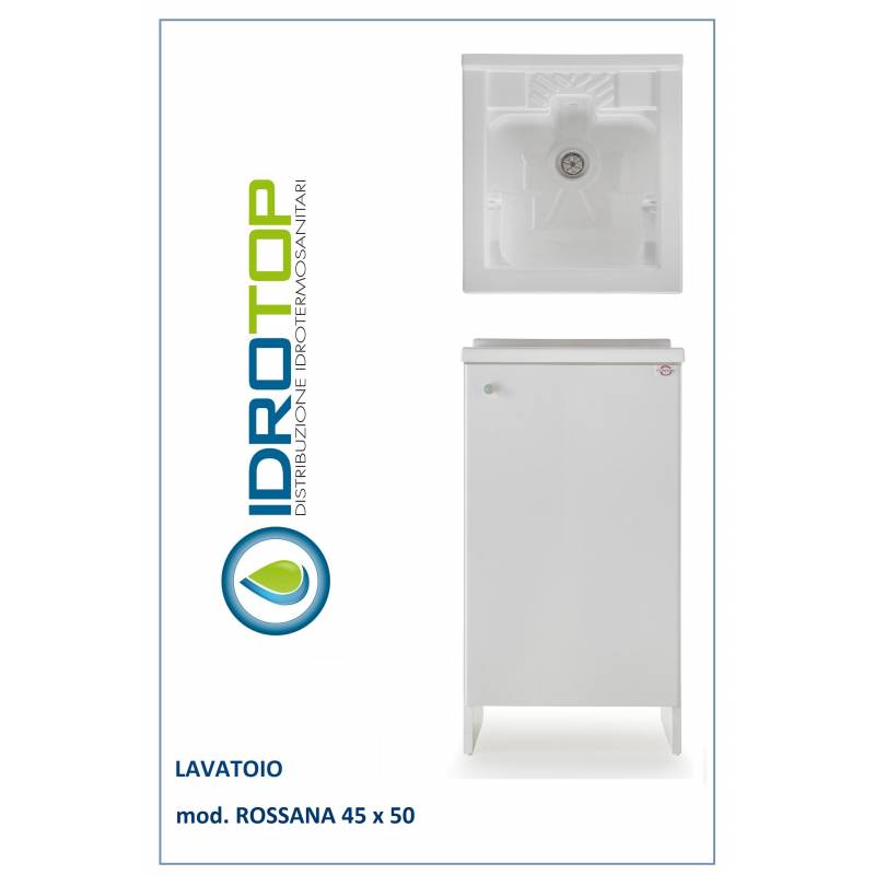 Lavatoio L45x50 Mod. ROSSANA completo di ASSE LEGNO-CESTO-SIFONE-PILETTA