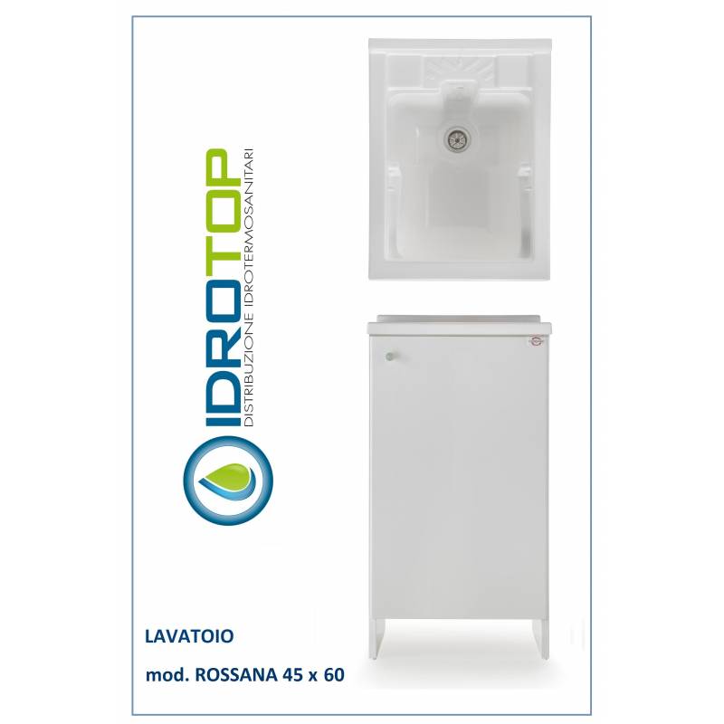 Lavatoio L45x60 Mod. ROSSANA completo di ASSE LEGNO-CESTO-SIFONE-PILETTA