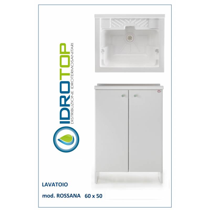Lavatoio L65x50 Mod. ROSSANA completo di ASSE LEGNO-CESTO-SIFONE-PILETTA