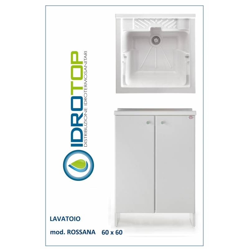 Lavatoio L65x60 Mod. ROSSANA completo di ASSE LEGNO-CESTO-SIFONE-PILETTA