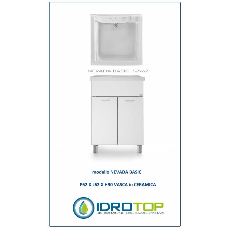 Lavatoio VASCA CERAMICA Mod. NEVADA BASIC  L62xP62 completo di accessori