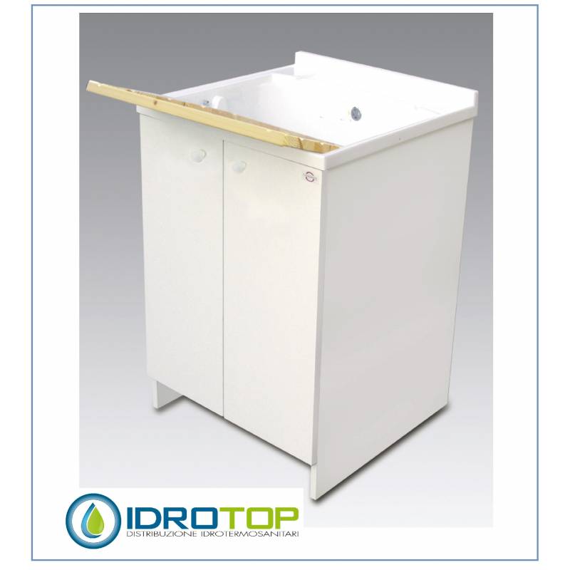Lavatoio Mod. MARINELLA L45xP60 completo di ASSE LEGNO+KIT SCARICO