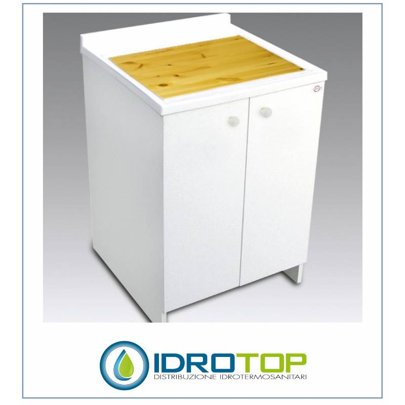 Lavatoio  MARINELLA L60xP60 con ASSE LEGNO+KIT SCARICO