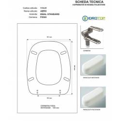 Copriwater Ideal Standard AERO GRIGIO SUSSURRATO Cerniera Cromo-Sedile-Asse Wc