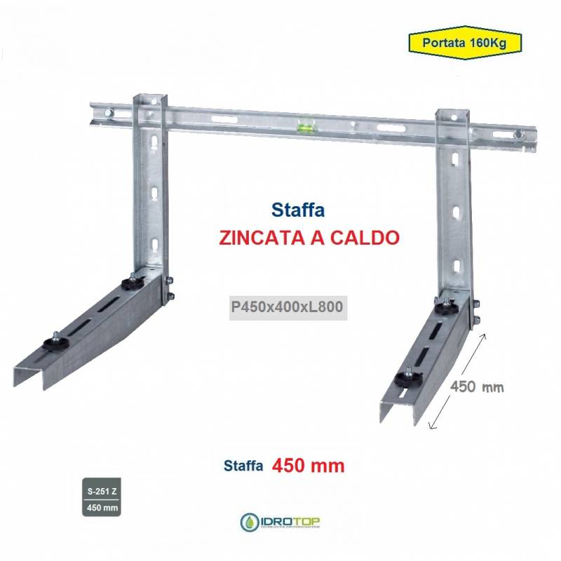 Staffa Regolabile ZINCATA a CALDO cm 45 per Climatizzatore portata 160 Kg.