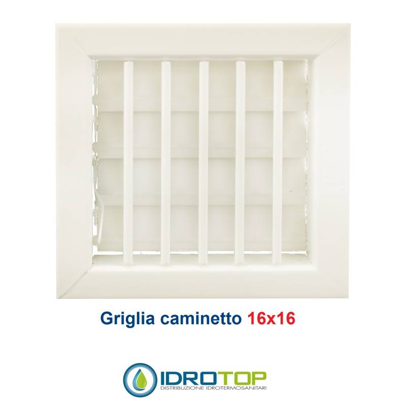 Griglia Bocchetta 16x16cm BIANCA Regolabile con Serranda per Caminetto