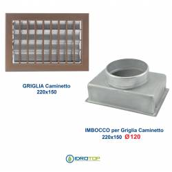 Griglia Bocchetta 22x15cm BRONZO Diam.120mm con Adattatore per Camino