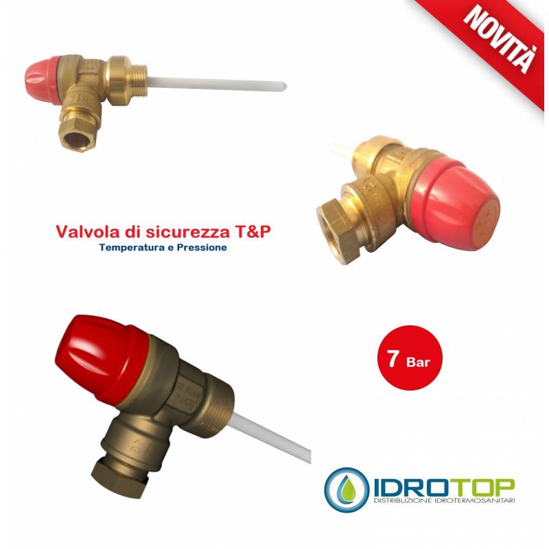 Valvola di Sovrapressione e Sicurezza 7 bar T&P per scaldabagni e boiler