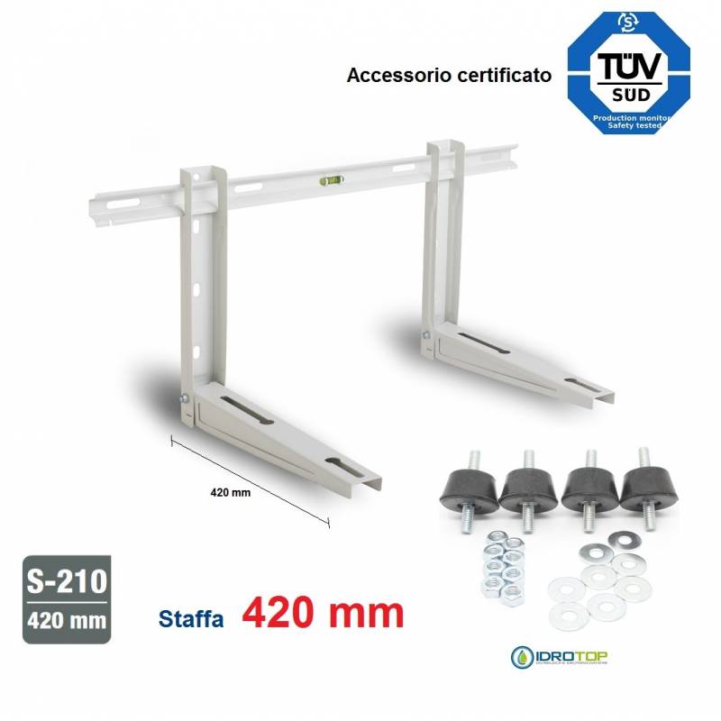 Staffa Unità Esterna cm 42 Climatizzatore 120 Kg Regolabile+Antivibranti.Certificata TUV