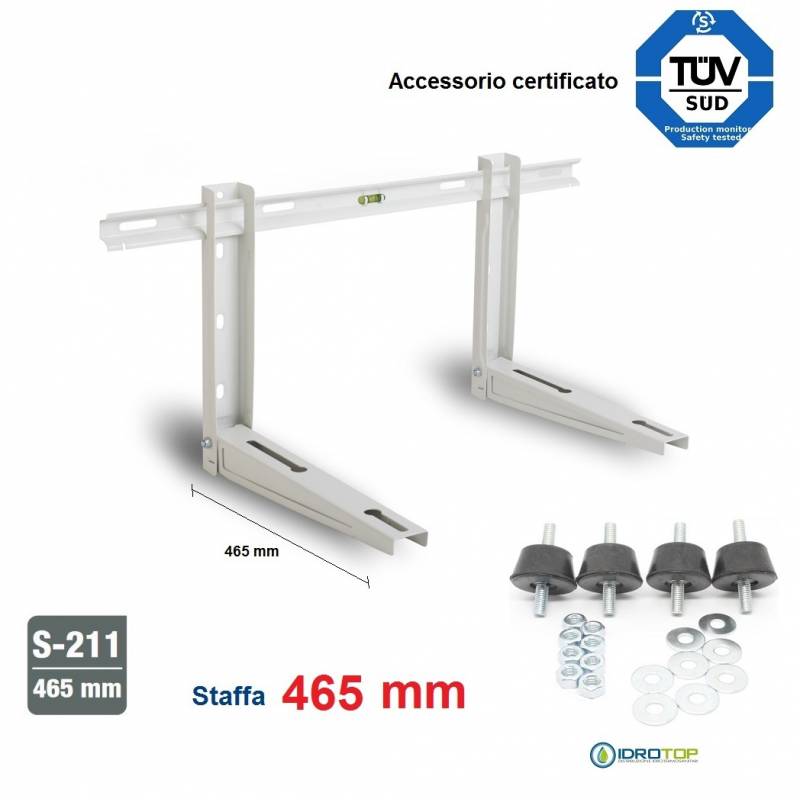 Staffa Unità Esterna cm 46 Climatizzatore 160 Kg Regolabile+Antivibranti.Certificata TUV