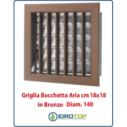 Griglia Bocchetta 18x18cm Diam. 140mm Bronzo con Adattatore per Camino