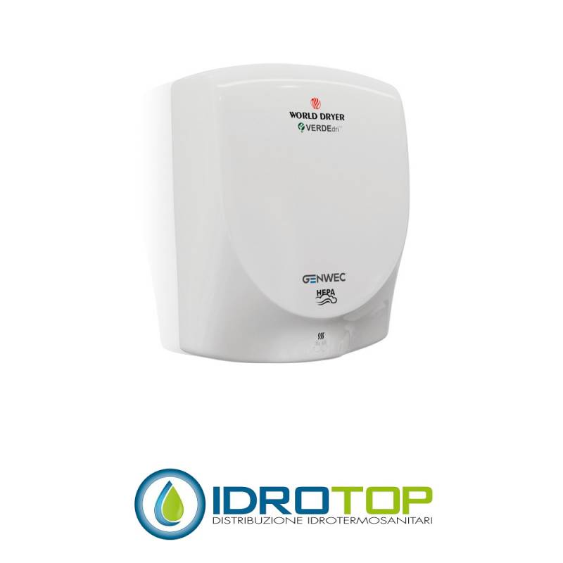 Asciugamani elettrico automatico WORLD DRYER VERDEDRI in alluminio verniciato colorato