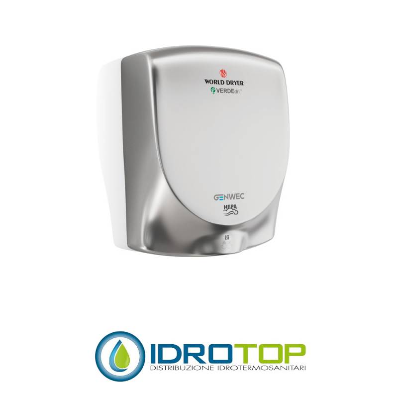 Asciugamani elettrico automatico WORLD DRYER VERDEDRI in acciaio inox