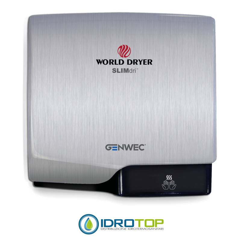 Asciugamani elettrico automatico WORLD DRYER SLIMDRI in alluminio naturale