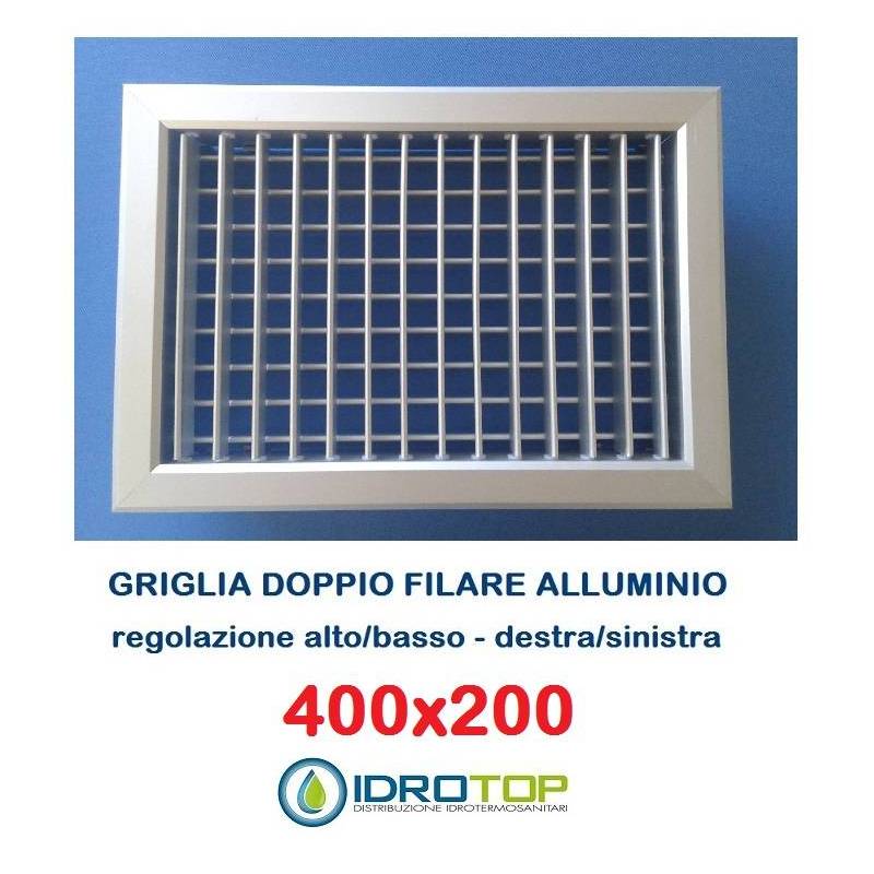 Bocchette Griglie 400X200mm in alluminio con Alette orientabili Singolarmente