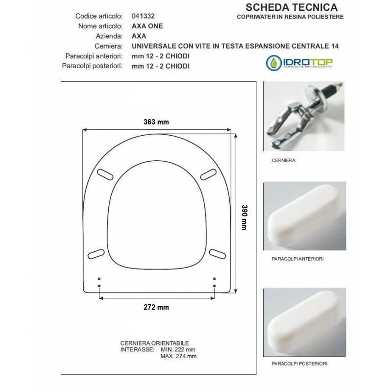 Copriwater AXA ONE AXA Bianco Cerniera Rallentata Soft Close Cromo