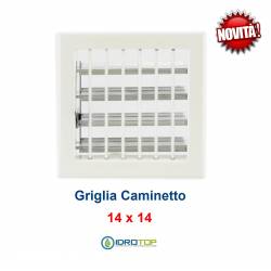 Griglia Bocchetta New Model 14x14cm BIANCA Regolabile con Serranda per Caminetto