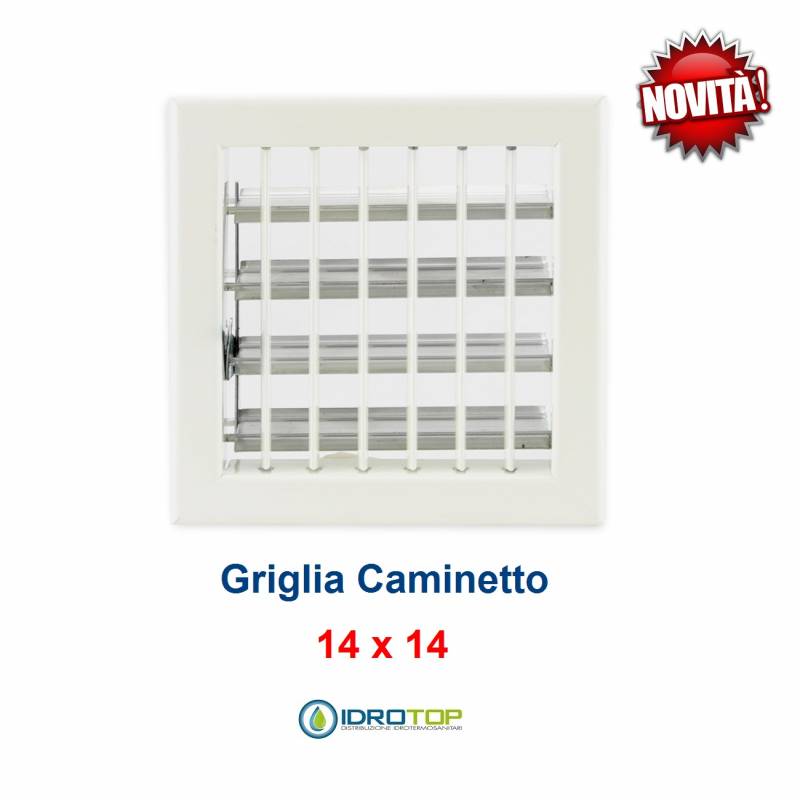 Griglia Bocchetta New Model 14x14cm BIANCA Regolabile con Serranda per Caminetto