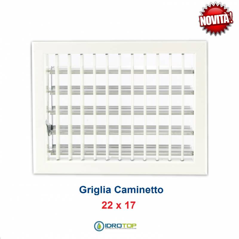 Griglia Bocchetta New Model 22x17cm BIANCA Regolabile con Serranda per Caminetto