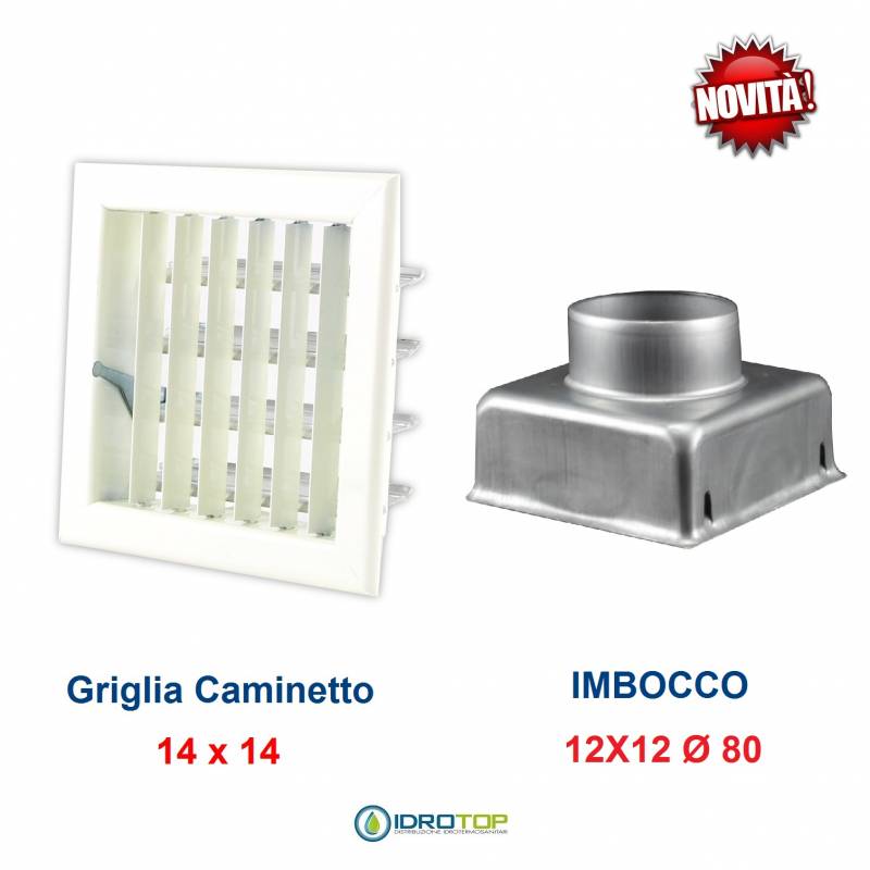 Griglia Bocchetta New Model 14x14cm BIANCA Regolabile con Serranda per Caminetto