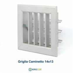 Bocchetta Aria cm14x13 Alluminio-Griglia x Caminetto Regolabile con Serranda