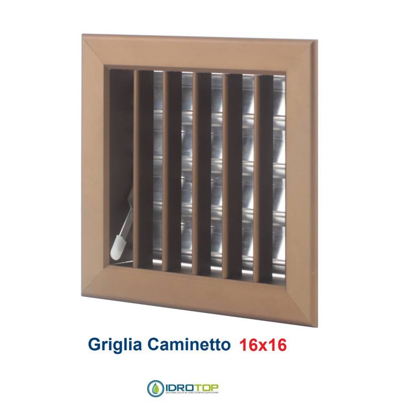 Bocchetta Aria cm16x16 BRONZO-Griglia x Caminetto Regolabile con Serranda