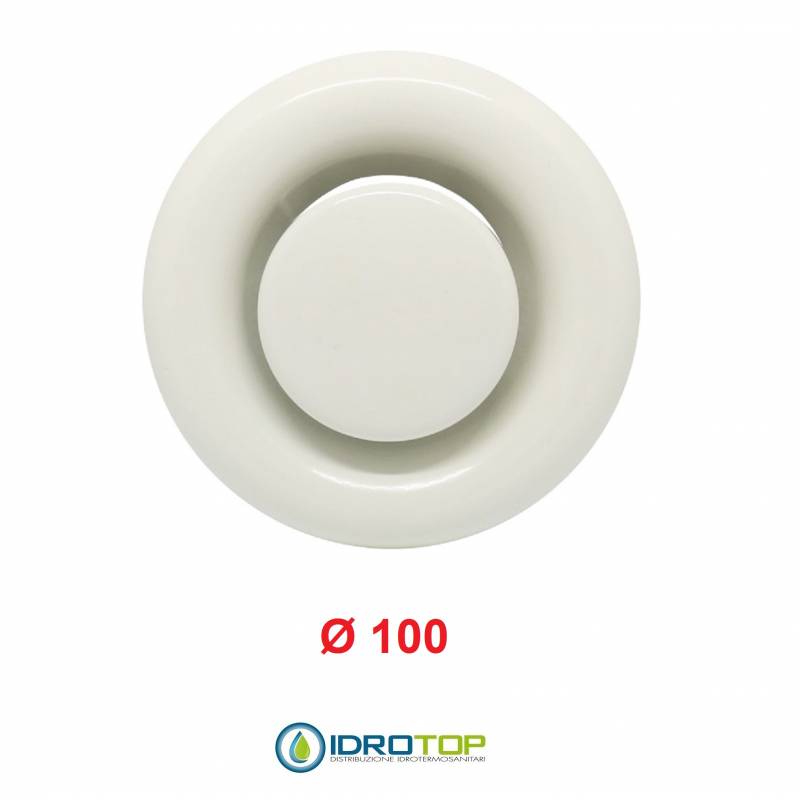 Valvola Bocchetta Diam.100mm RIPRESA BIANCA Completa di Collarino