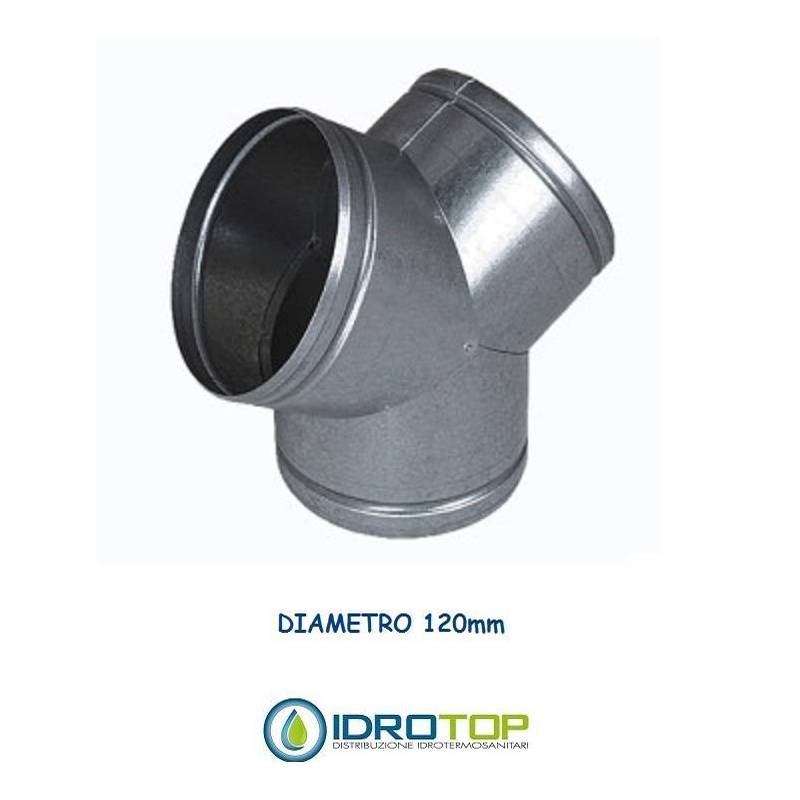 Raccordo a Y diam.120 mm.Distributore per Aria Calda, Fredda e Ventilazione