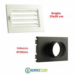 Griglia Bocchetta New Model 33X20 BIANCA Diam.100 Regolabile con Serranda per Caminetto