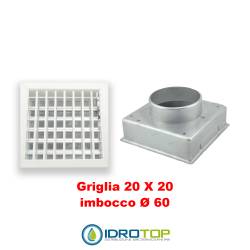 Bocchetta Aria cm20x20 regolabile Bianca con Adattatore D.60 per Caminetti