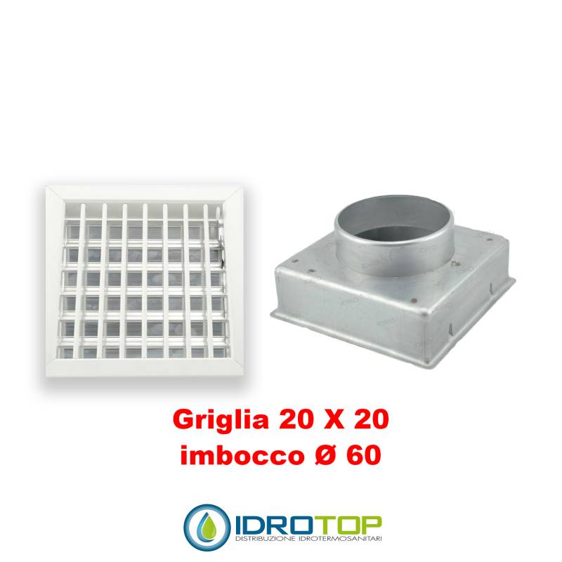 Bocchetta Aria cm20x20 regolabile Bianca con Adattatore D.60 per Caminetti