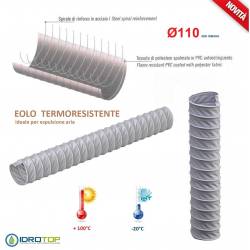 Tubo Flessibile diam.110  mm EOLO Termoresistente TESSUTO e PVC per Ventilazione e Condizionamento