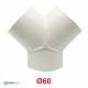 Raccordo a Y diam. 60 mm.Distributore per Aria Calda, Fredda e Ventilazione