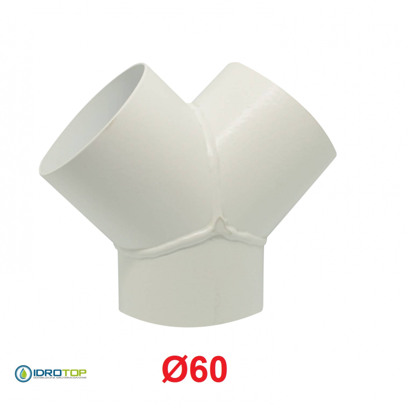 Raccordo a Y diam. 60 mm.Distributore per Aria Calda, Fredda e Ventilazione