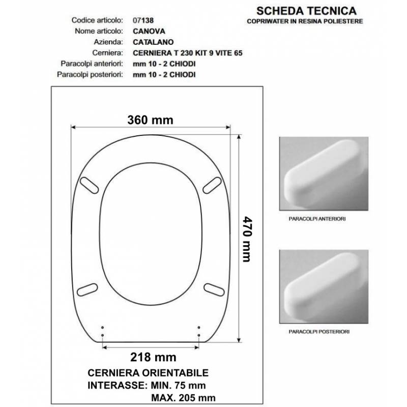 Copriwater Catalano CANOVA BIANCO  Cromo-Sedile-Asse Wc