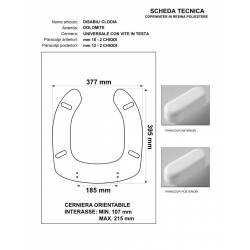 Copriwater DISABILI per CLODIA DOLOMITE BIANCO cerniera cromo normale o rallentata soft close