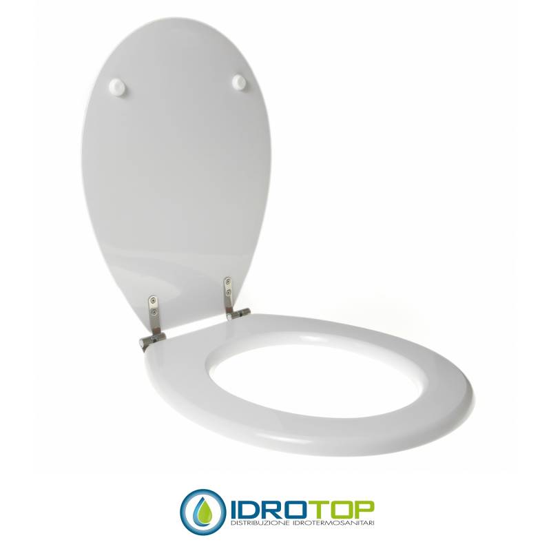 Copriwater Pozzi Ginori IPSILON BIANCO  Cerniera Rallentata Soft Close Cromo-Sedile-Asse Wc
