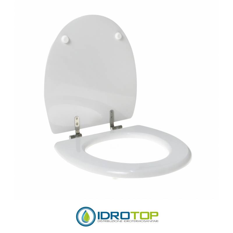 Copriwater Cielo URANO BIANCO Cerniera Rallentata Soft Close Cromo-Sedile-Asse Wc
