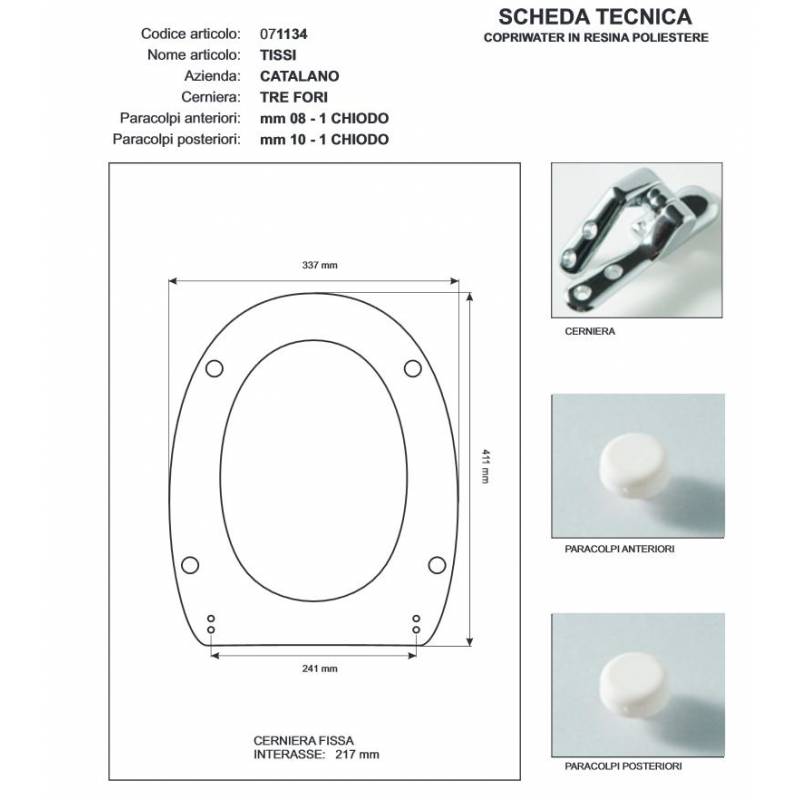 Copriwater Catalano TISSI  GRIGIO  Cromo-Sedile-Asse Wc