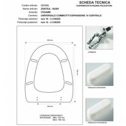 Copriwater Cesame  ZORTEA - SOSP. TURCHESE Cerniera Cromo-Sedile-Asse Wc
