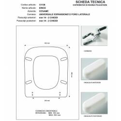 Copriwater Cesame  ERICE BIANCO  Cerniera Cromo-Sedile-Asse Wc