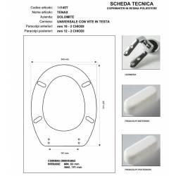 Copriwater Dolomite TENAX BIANCO  Cerniera Cromo-Sedile-Asse Wc