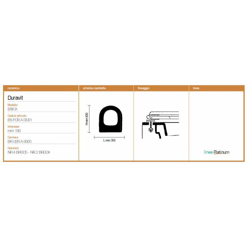 Copriwater Duravit  ERICA NERO  Sedile Wc Coprivaso Asse Come L'originale