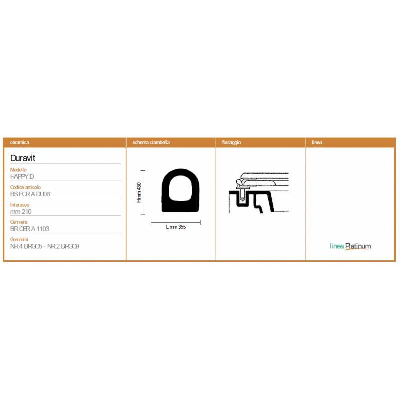 Copriwater Duravit  HAPPY D NERO  Sedile Wc Coprivaso Asse Come L'originale