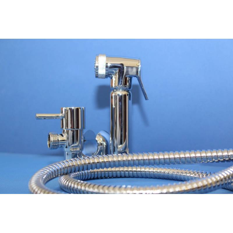 IDROSCOPINO DOCCETTA Completo di DOCCIA a pulsante  -FLESSIBILE e SUPPORTO LUX.