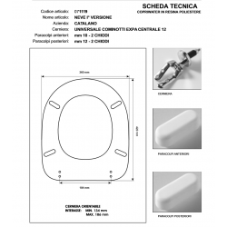Copriwater Catalano NEVE 1'versione BIANCO Cerniera Cromo-Sedile-Asse Wc