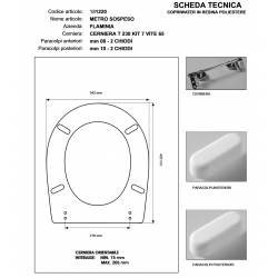 Copriwater Flaminia  METRO ROSSO BERTOCCI  Cerniera Cromo-Sedile-Asse Wc