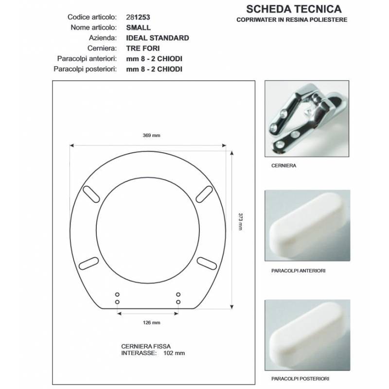 Copriwater Ideal Standard  SMALL GIALLO MANCHU  Cerniera Cromo-Sedile-Asse Wc