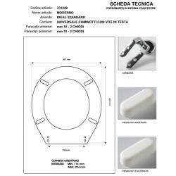 Copriwater Ideal Standard  MODERNO BIANCO  Cerniera Cromo-Sedile-Asse Wc